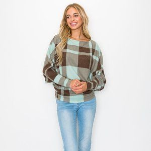 Plaid Dolman sleeve